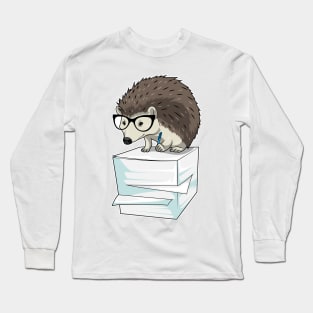 Hedgehog Secretary Stack of paper Long Sleeve T-Shirt